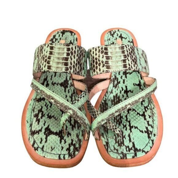 Louise et Cie Shoes - Louise et Cie Leather Sandal 5.5 M Green Snake Skin Hippie Indie Retro Chic 80s